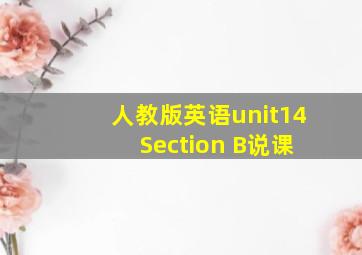 人教版英语unit14 Section B说课